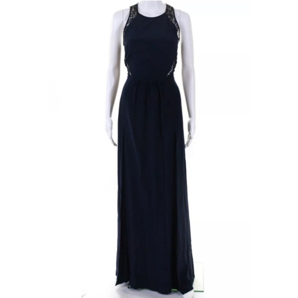 NWT Rebecca Taylor Womens Size 6 Lace Inset 100% Silk Maxi Dress Gown